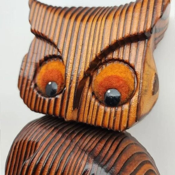 Vintage Green Mountain Wood Owl Wall Hanging, 1970s - Picture 6 of 10